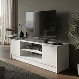 Dulap TV cu spațiu de depozitare, Model Sasa , Modern, Alb, Lemn, 120x35x41.5 cm