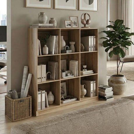 Bibliotecă cu spațiu de depozitare  Gridea, Modern, Lemn Sonoma, 120x30x121 cm