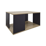 Masă de cafea cu design modern , Stil Sonoma-Antracit, Lemn și Metal, 90x90x44.5cm