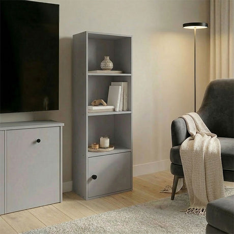 Lenobia column Bibliotecă cu cabinet light gri 31x24x95 cm