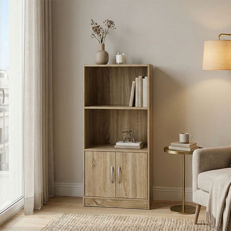 Bibliotecă cu rafturi multiple Tekaro, Modern, Lemn Sonoma, 60x30x120 cm
