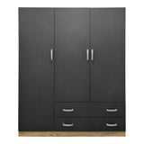 Dulap de haine Three-leaf wardrobe cu 2 drawers Alvia sonoma-antracit 150x51x180cm
