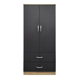 Dulap de haine Double-leaf wardrobe cu 2 drawers Alvia sonoma-antracit 80x51.5x180cm