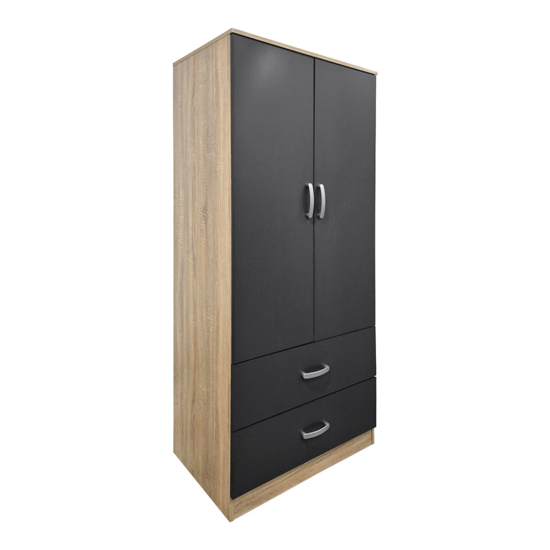 Dulap de haine Double-leaf wardrobe cu 2 drawers Alvia sonoma-antracit 80x51.5x180cm