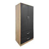Dulap de haine Double-leaf wardrobe cu 2 drawers Alvia sonoma-antracit 80x51.5x180cm