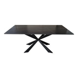 Masa Mattias cu functie de servire, Piatra sinterizata neagra, 180x90x75 cm, Picioare metal Negru