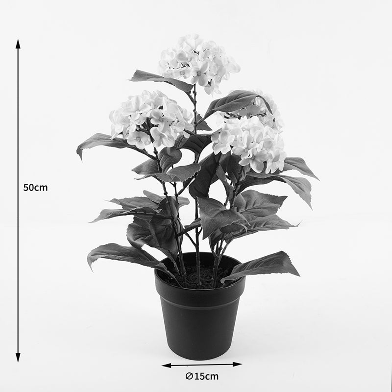 Plantă decorativă cu ghiveci Hydrangea, Alb, 35x50 cm