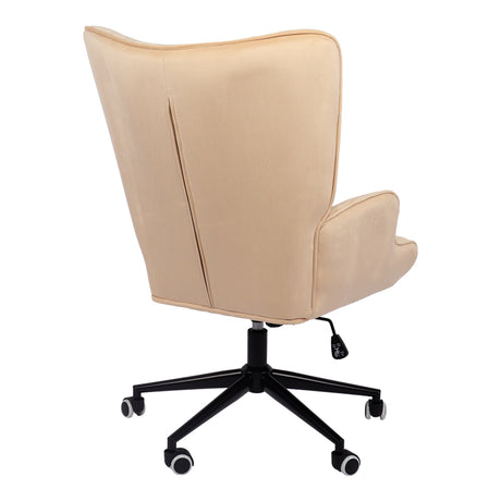 Scaun birou directorial rotativ Lobima, Crema, Velvet, Bej, 68x71x105-112 cm