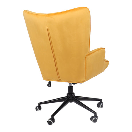 Scaun birou cu funcție de rotire Lobima, Stil Managerial, Catifea Galbenă, 68x71x105-112 cm