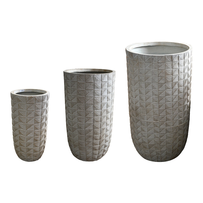 Set 3 ghivece decorative ceramice Kallena, Gri-Bej, Ceramică, variabile