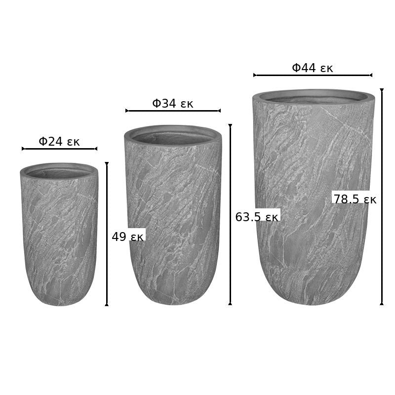Set 3 ghivece decorative ceramice Anteria, gri, ceramica, variate