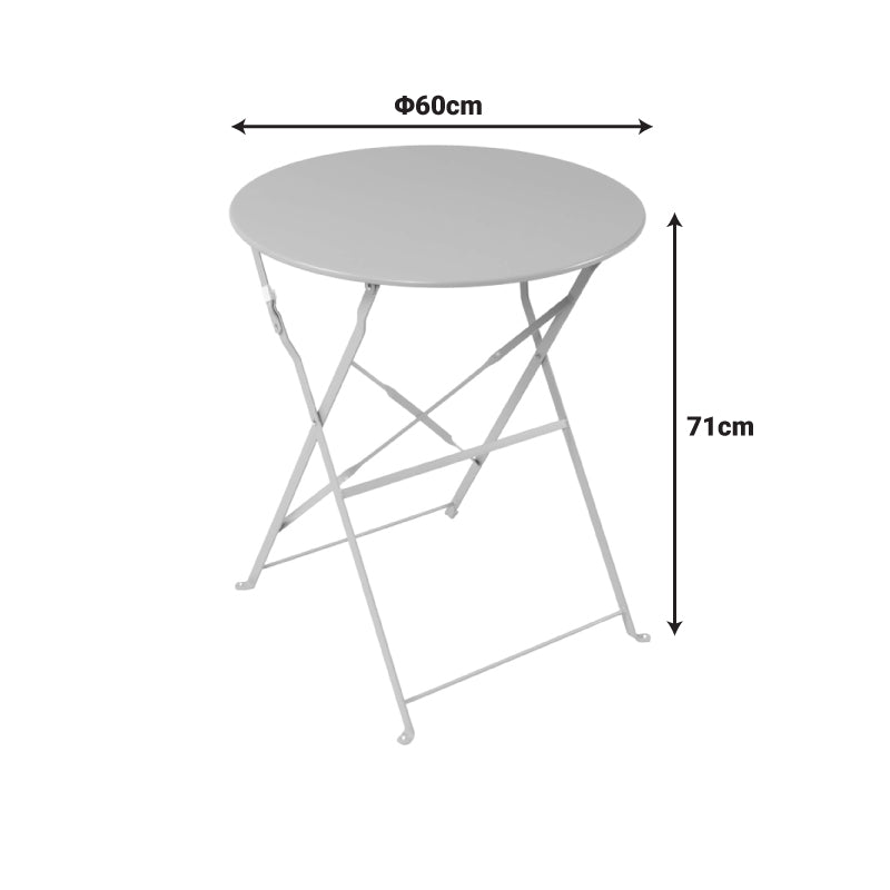 Masă Bistro pliabilă, albă, metal, 60x71 cm