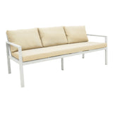 Set lounge exterior Gardenly I, 4 piese, Alb, aluminiu cu perne Gri-Bej