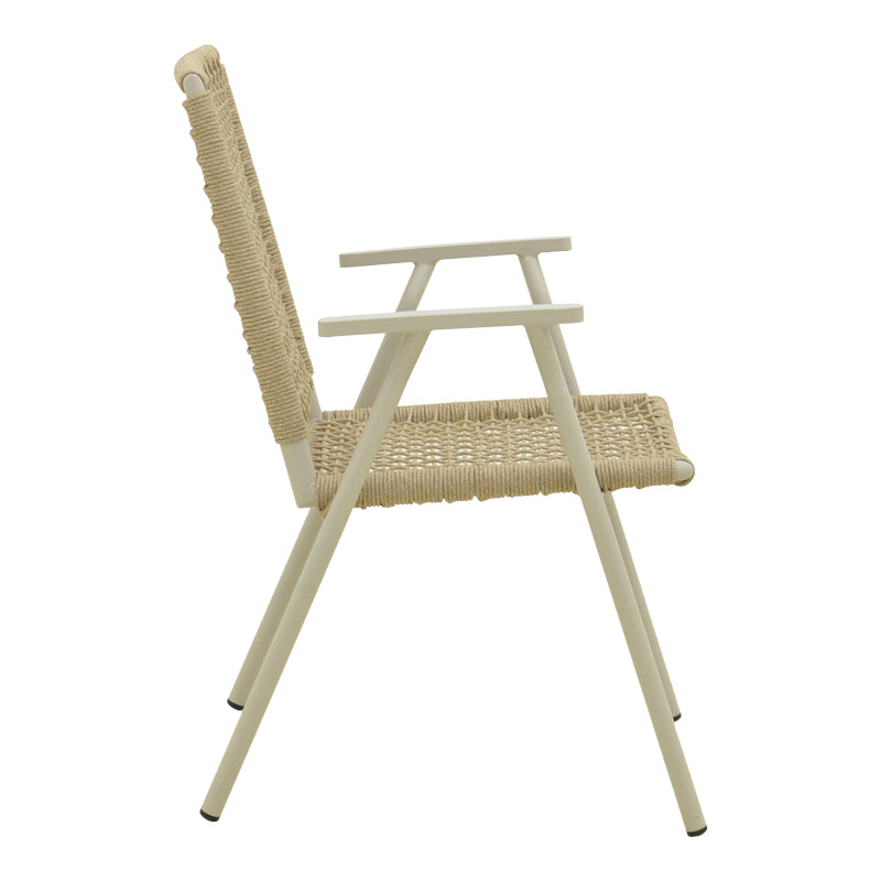 Scaun de exterior Weave stivuibil, Bej-Natural, aluminiu si ratan PE, 57x63x86 cm