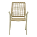 Scaun de exterior Weave stivuibil, Bej-Natural, aluminiu si ratan PE, 57x63x86 cm