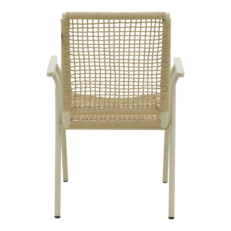 Scaun de exterior Weave stivuibil, Bej-Natural, aluminiu si ratan PE, 57x63x86 cm