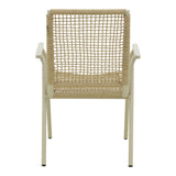 Scaun de exterior Weave stivuibil, Bej-Natural, aluminiu si ratan PE, 57x63x86 cm