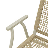 Scaun de exterior Weave stivuibil, Bej-Natural, aluminiu si ratan PE, 57x63x86 cm