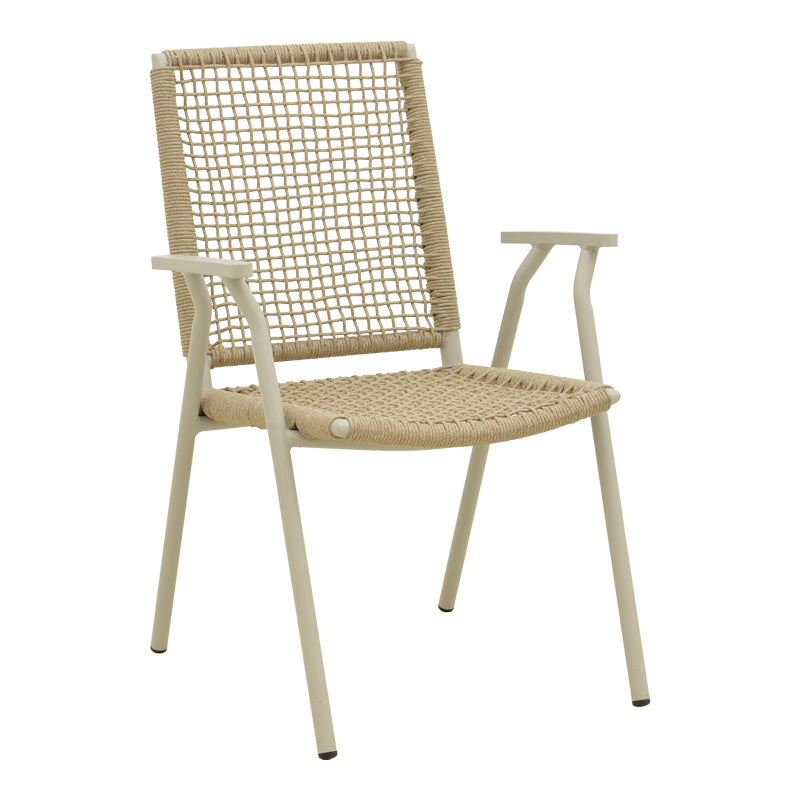 Scaun de exterior Weave stivuibil, Bej-Natural, aluminiu si ratan PE, 57x63x86 cm