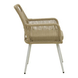 Scaun de exterior Andros, Alb-Natural-Nisip, aluminiu si ratan PE, 56x60x86 cm