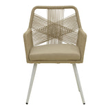 Scaun de exterior Andros, Alb-Natural-Nisip, aluminiu si ratan PE, 56x60x86 cm