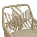 Scaun de exterior Andros, Alb-Natural-Nisip, aluminiu si ratan PE, 56x60x86 cm