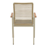 Scaun de exterior stivuibil cu brațe Aegean, aluminiu și textil, crem, 56x58x91 cm