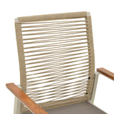 Scaun de exterior stivuibil cu brațe Aegean, aluminiu și textil, crem, 56x58x91 cm