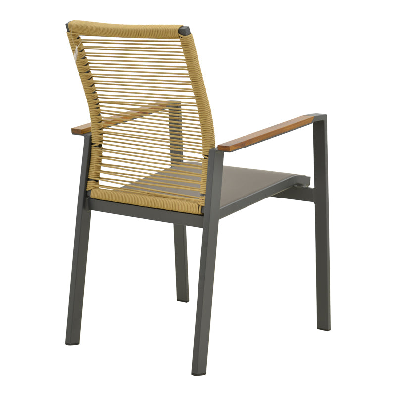 Scaun de exterior stivuibil cu brațe Aegean, Teak/PE Rope, 56x58x91 cm