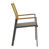 Scaun de exterior stivuibil cu brațe Aegean, Teak/PE Rope, 56x58x91 cm