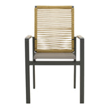 Scaun de exterior stivuibil cu brațe Aegean, Teak/PE Rope, 56x58x91 cm