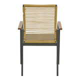 Scaun de exterior stivuibil cu brațe Aegean, Teak/PE Rope, 56x58x91 cm