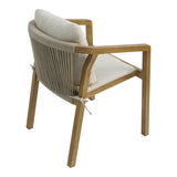 Fotoliu cu cadru solid din lemn acacia și tapițerie bej, Malibu II, Stil Natural, Material Lemn și Țesătură, Dimensiuni 58x63x74 cm.