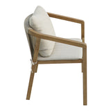 Fotoliu cu cadru solid din lemn acacia și tapițerie bej, Malibu II, Stil Natural, Material Lemn și Țesătură, Dimensiuni 58x63x74 cm.