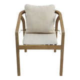 Fotoliu cu cadru solid din lemn acacia și tapițerie bej, Malibu II, Stil Natural, Material Lemn și Țesătură, Dimensiuni 58x63x74 cm.