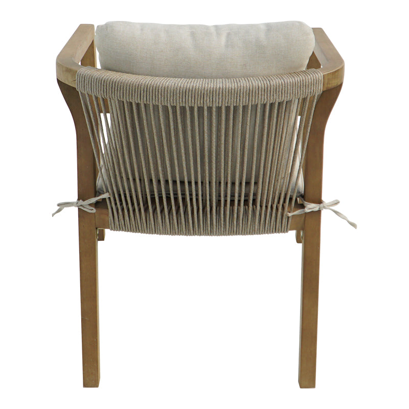 Fotoliu cu cadru solid din lemn acacia și tapițerie bej, Malibu II, Stil Natural, Material Lemn și Țesătură, Dimensiuni 58x63x74 cm.