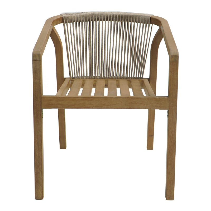 Fotoliu cu cadru solid din lemn acacia și tapițerie bej, Malibu II, Stil Natural, Material Lemn și Țesătură, Dimensiuni 58x63x74 cm.