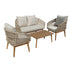 Set mobilier de exterior cu funcție de relaxare Macrena, lemn masiv de acacia și șnur, include perne bej