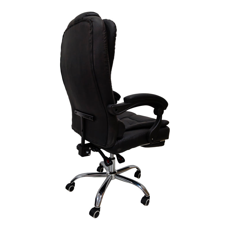 Scaun birou ergonomic cu suport picioare Worko, Piele ecologică, 66x62x113-121 cm, Negru