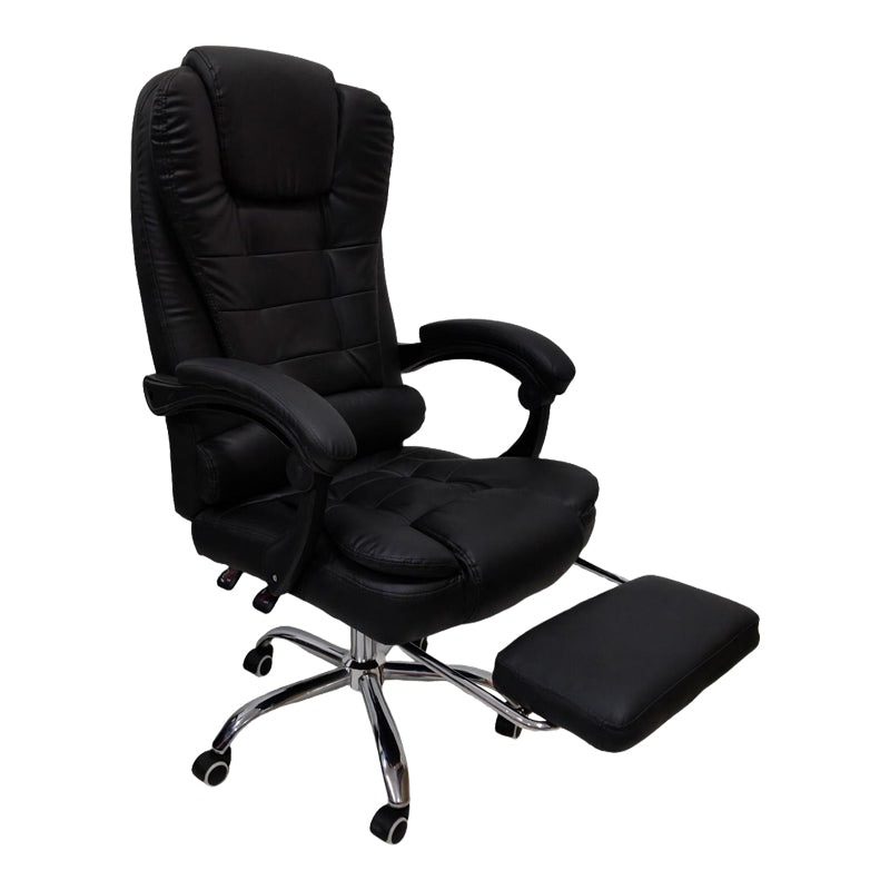 Scaun birou ergonomic cu suport picioare Worko, Piele ecologică, 66x62x113-121 cm, Negru