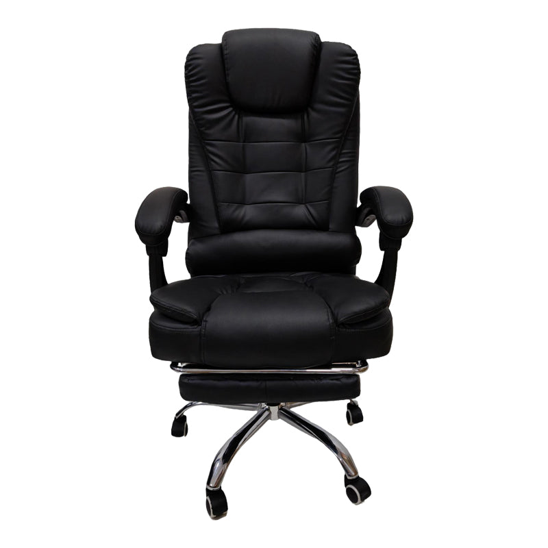 Scaun birou ergonomic cu suport picioare Worko, Piele ecologică, 66x62x113-121 cm, Negru