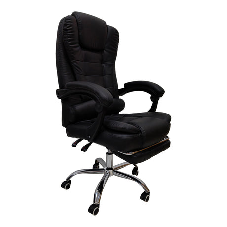 Scaun birou ergonomic cu suport picioare Worko, Piele ecologică, Negru, 66x62x113-121 cm