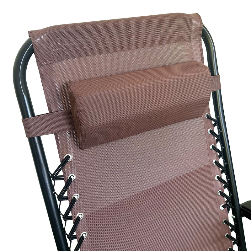Fotoliu relaxant pliabil Mirka, Textilenă-Metal, Maro-Negru, 65x165x110 cm