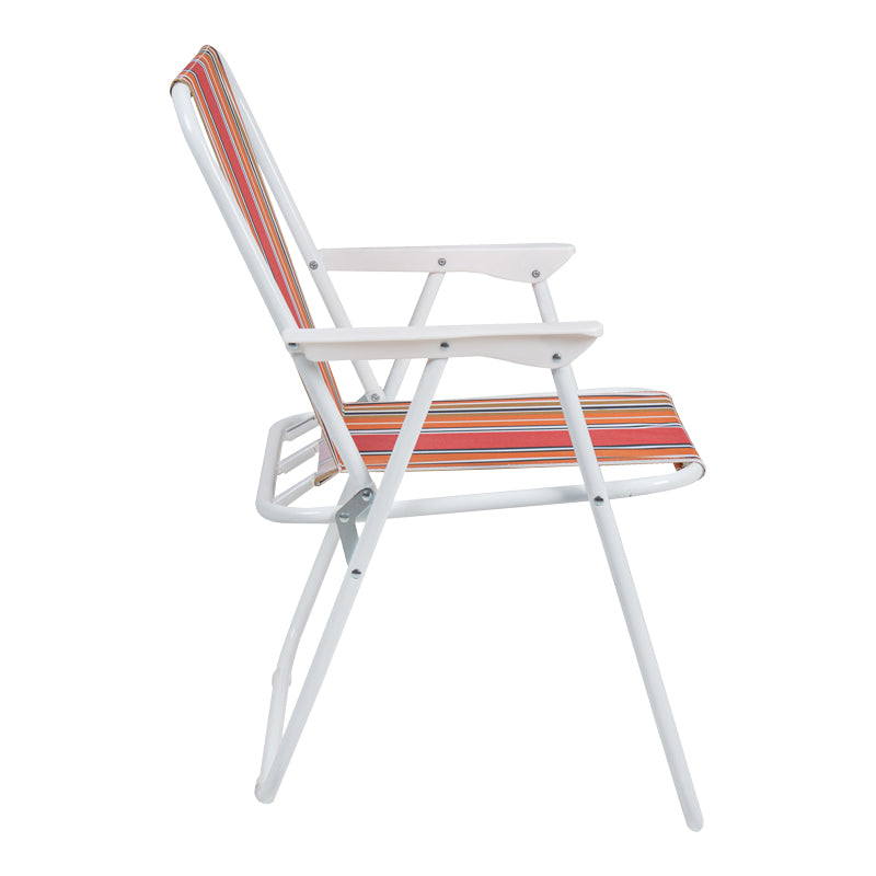 Scaun camping de plajă Jette, cu dungi roz alb, 53x56x73 cm