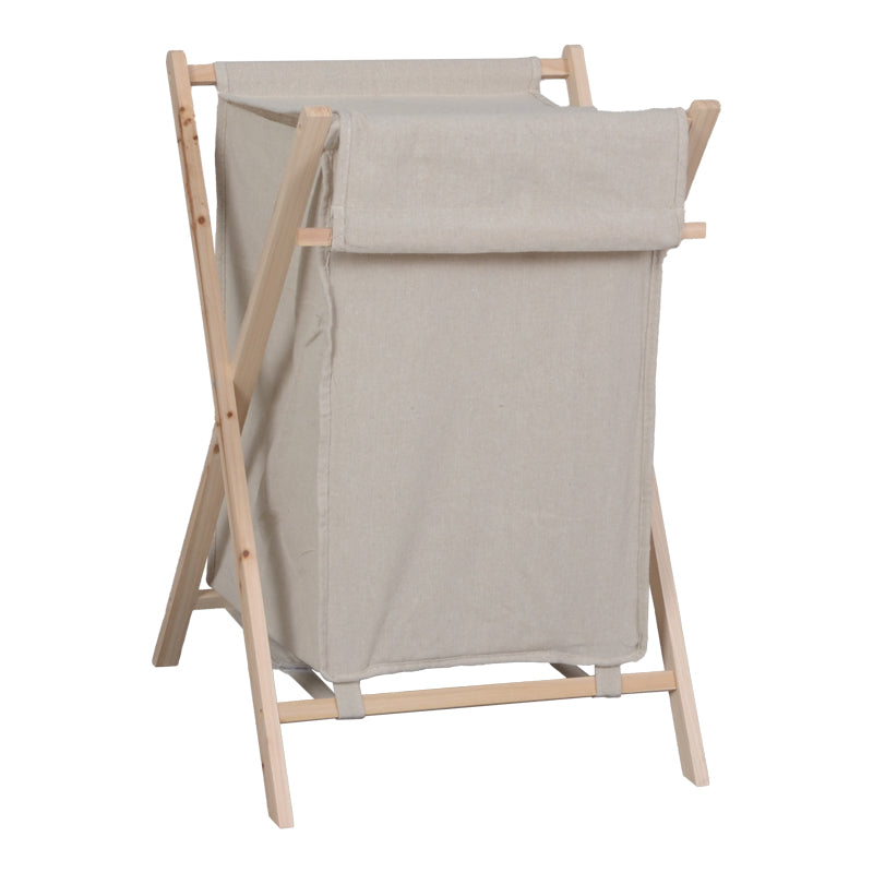 Suport rufe cu funcție de depozitare Lonerte , stil natural, lemn și material textil, 43.5x41x64cm, culoare bej.