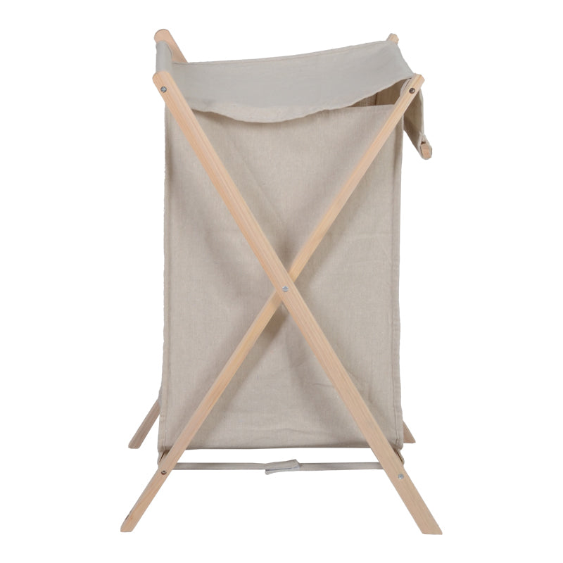 Suport rufe cu funcție de depozitare Lonerte , stil natural, lemn și material textil, 43.5x41x64cm, culoare bej.