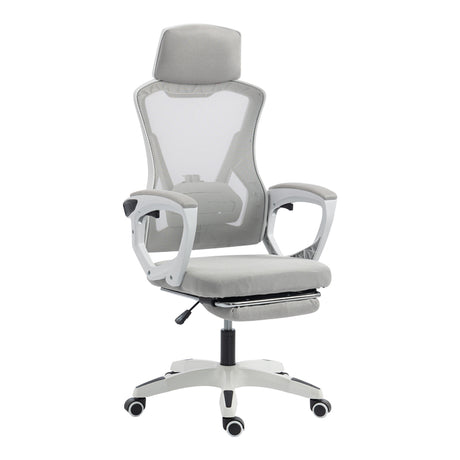 Scaun de birou managerial Meton, Alb - Gri, 48x60x128 cm