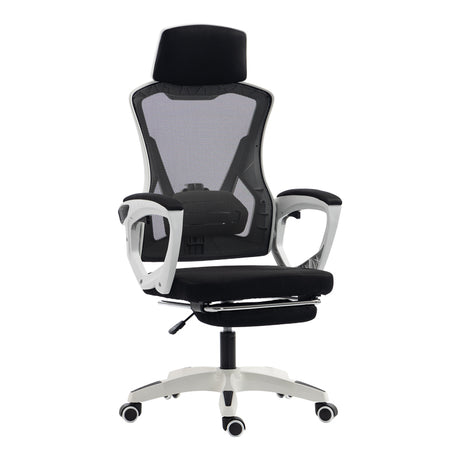 Scaun de birou managerial Meton, Alb - Negru, 48x60x128 cm