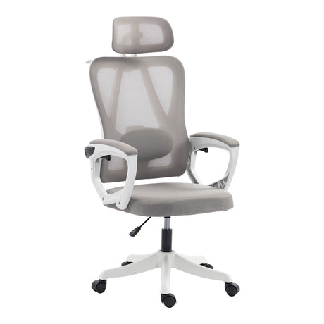 Scaun de birou directorial Exeter, Alb - Gri, 50x58x129 cm