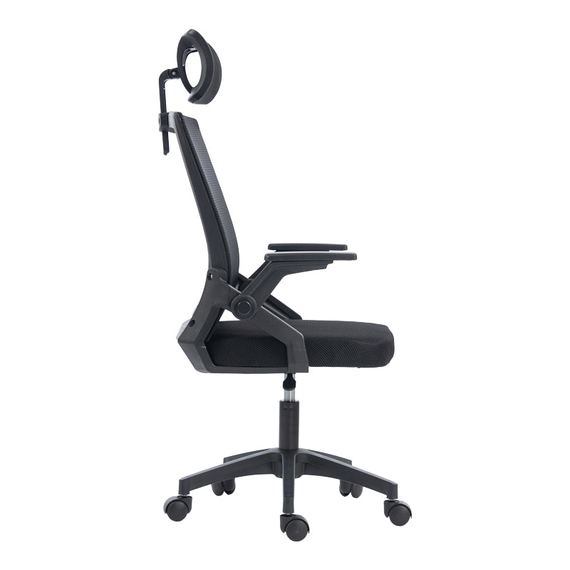 Scaun de birou Plymot, 48x58x112-122 cm - Negru